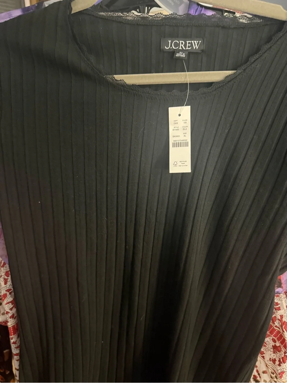 J.CREW Black Ribbed Crewneck Sweater Top